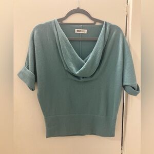 Tse 100% Cashmere Dusty Blue Short Sleeve Cowl Neck Sweater Womens Sz XS